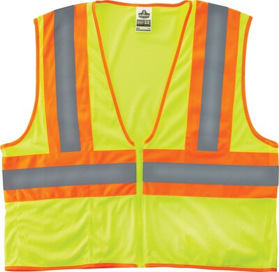Ergodyne GloWear® 8229Z High Visibility Sleeveless Safety Vest, ANSI Class R2, Lime, Large (21295)