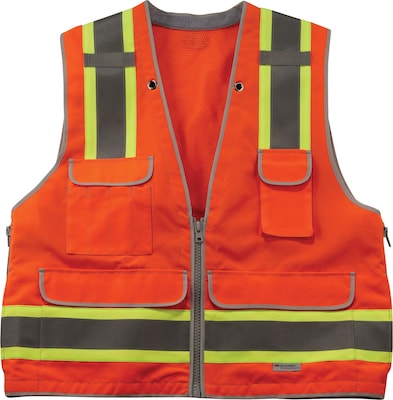 Ergodyne GloWear 8254Z High Visibility Sleeveless Safety Vest, ANSI Class R2, Orange, 4XL/5XL (21459