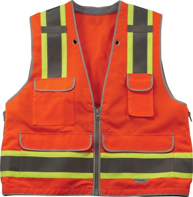 Ergodyne GloWear 8254Z High Visibility Sleeveless Safety Vest, ANSI Class R2, Orange, S/M (21453)