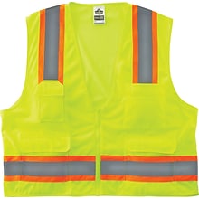 Ergodyne GloWear 8248Z High Visibility Sleeveless Safety Vest, ANSI Class R2, Lime, Large (24075)