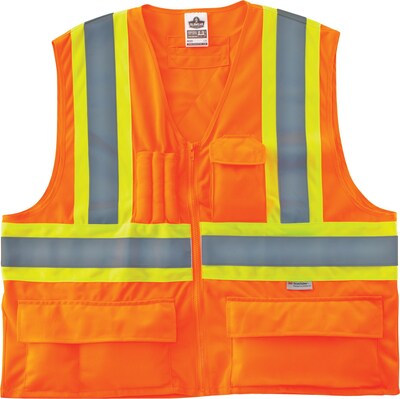 Ergodyne GloWear 8235ZX High Visibility Sleeveless Safety Vest, ANSI Class R2, Orange, Large (26185)