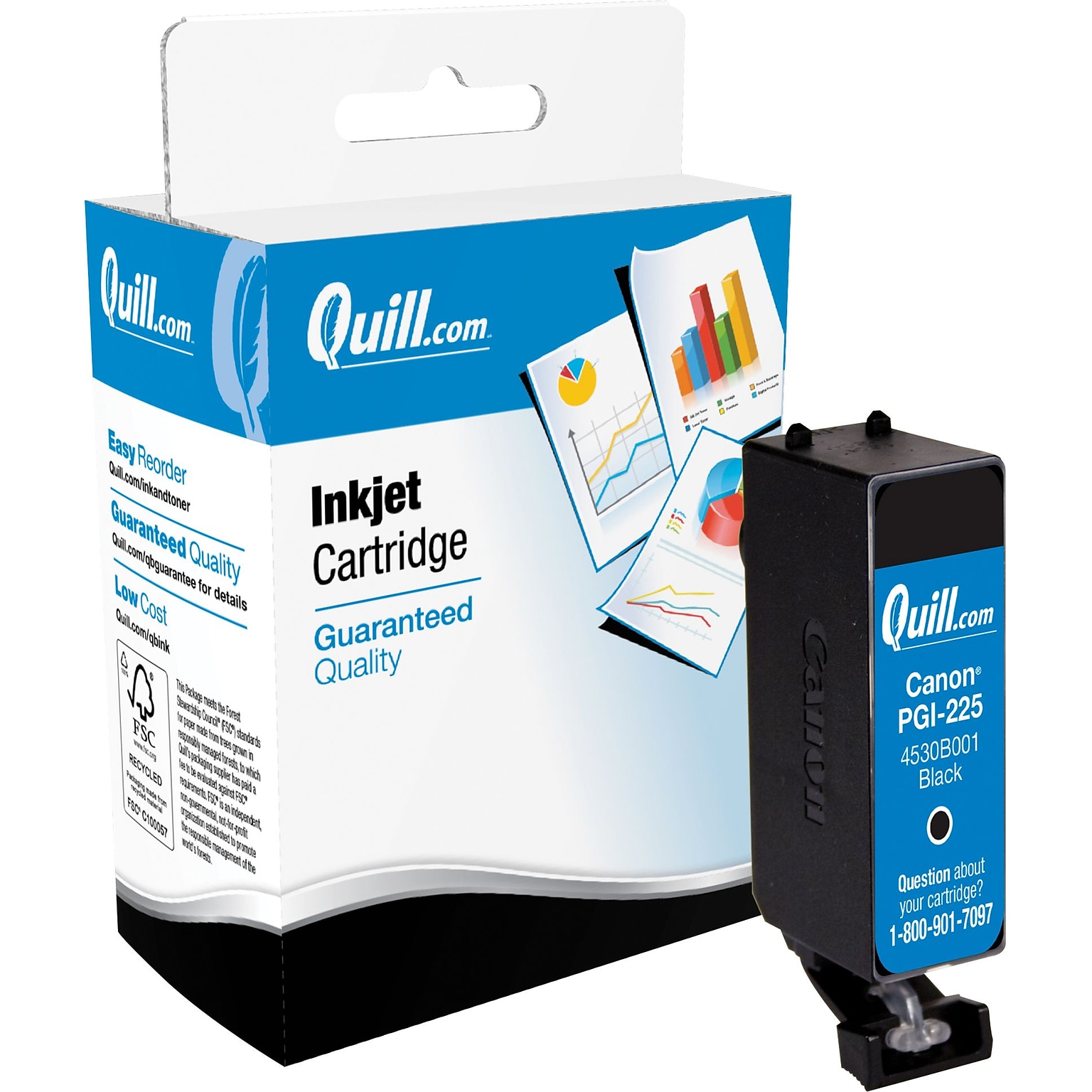Quill Brand® Remanufactured Black Standard Yield Ink Cartridge Replacement for Canon PGI-225 (4530B001) (Lifetime Warranty)