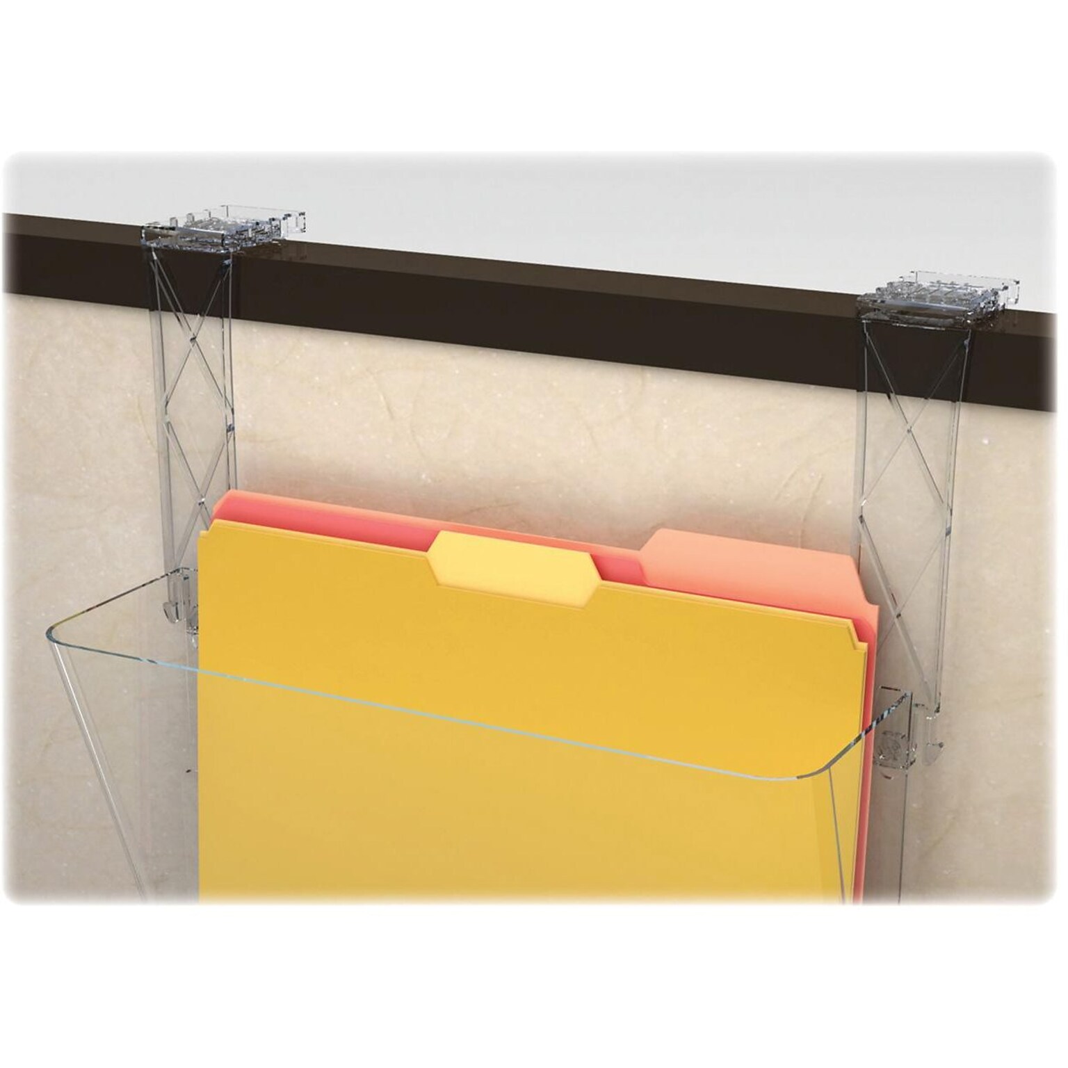 Deflecto Plastic Partition Brackets Break Resistant-Clear, 1.8 Width x 3 Depth x 7.4 Height, Plastic, Clear