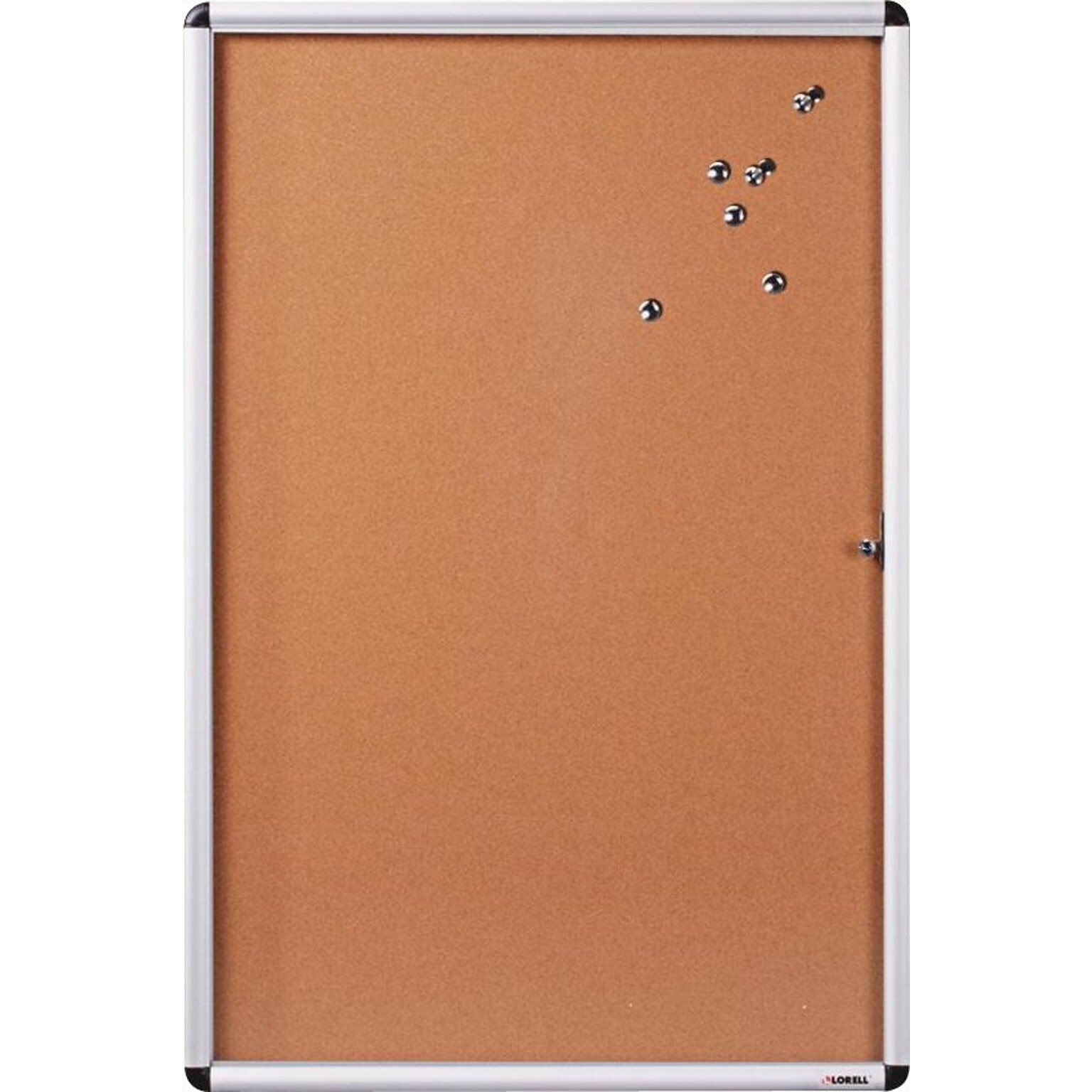 Lorell Enclosed Cork Bulletin Board, Aluminum, 36