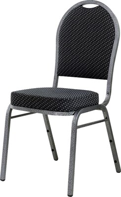Lorell Round High-Back Upholstered Stack Chair, 4/Carton, Black/Gray (LLR62525)