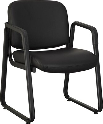 Lorell Black Leather Guest Chair; Black