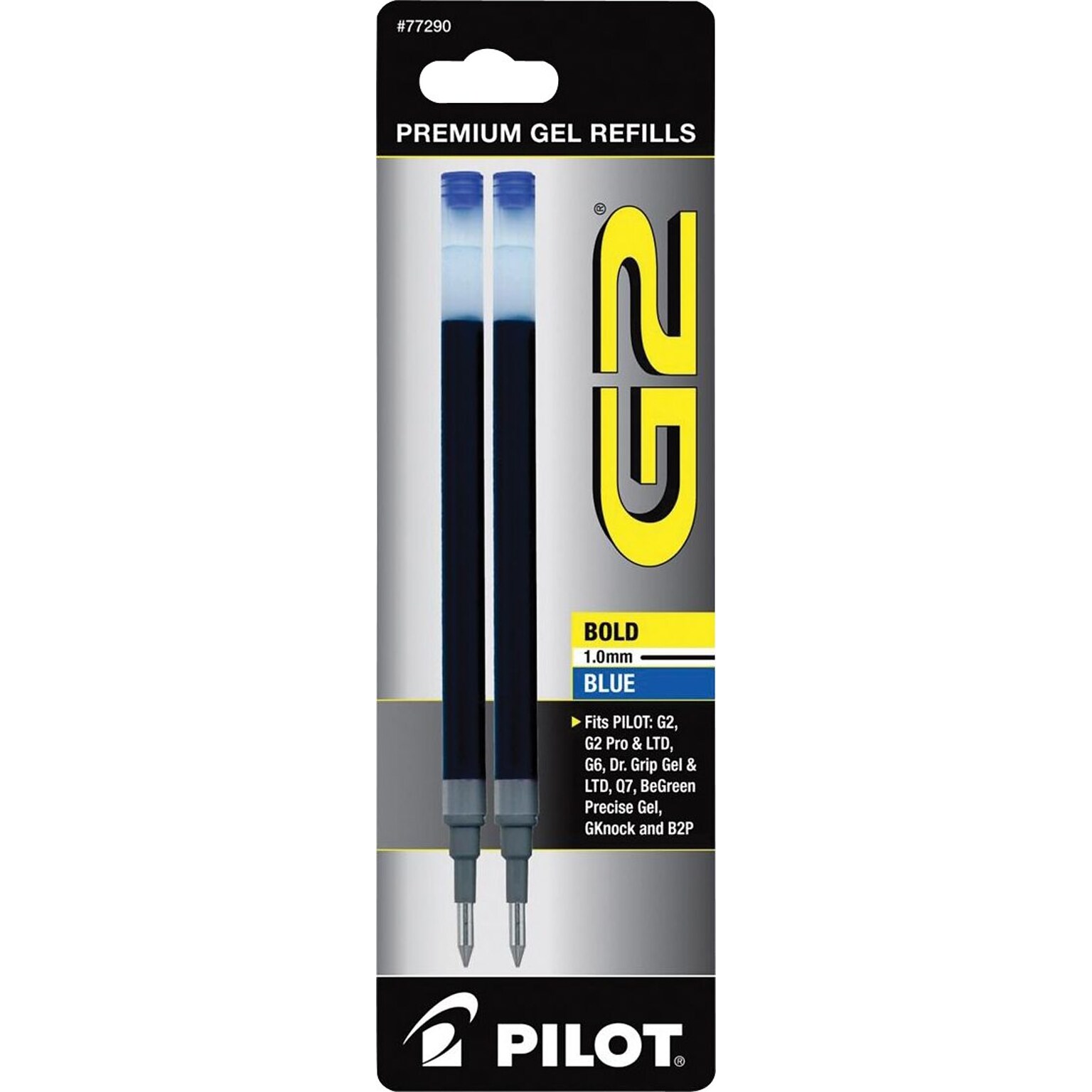 Pilot G2 Gel-Ink Pen Refill, Bold Tip, Blue Ink, 2/Pack (77290)