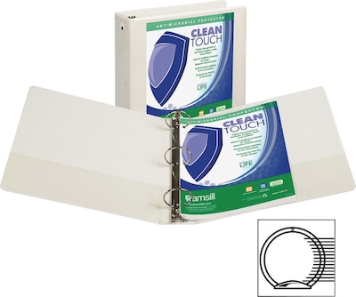 Samsill Clean Touch™ 3 Ring View Binder, 3 Inch Round Rings, White (SAM17287)