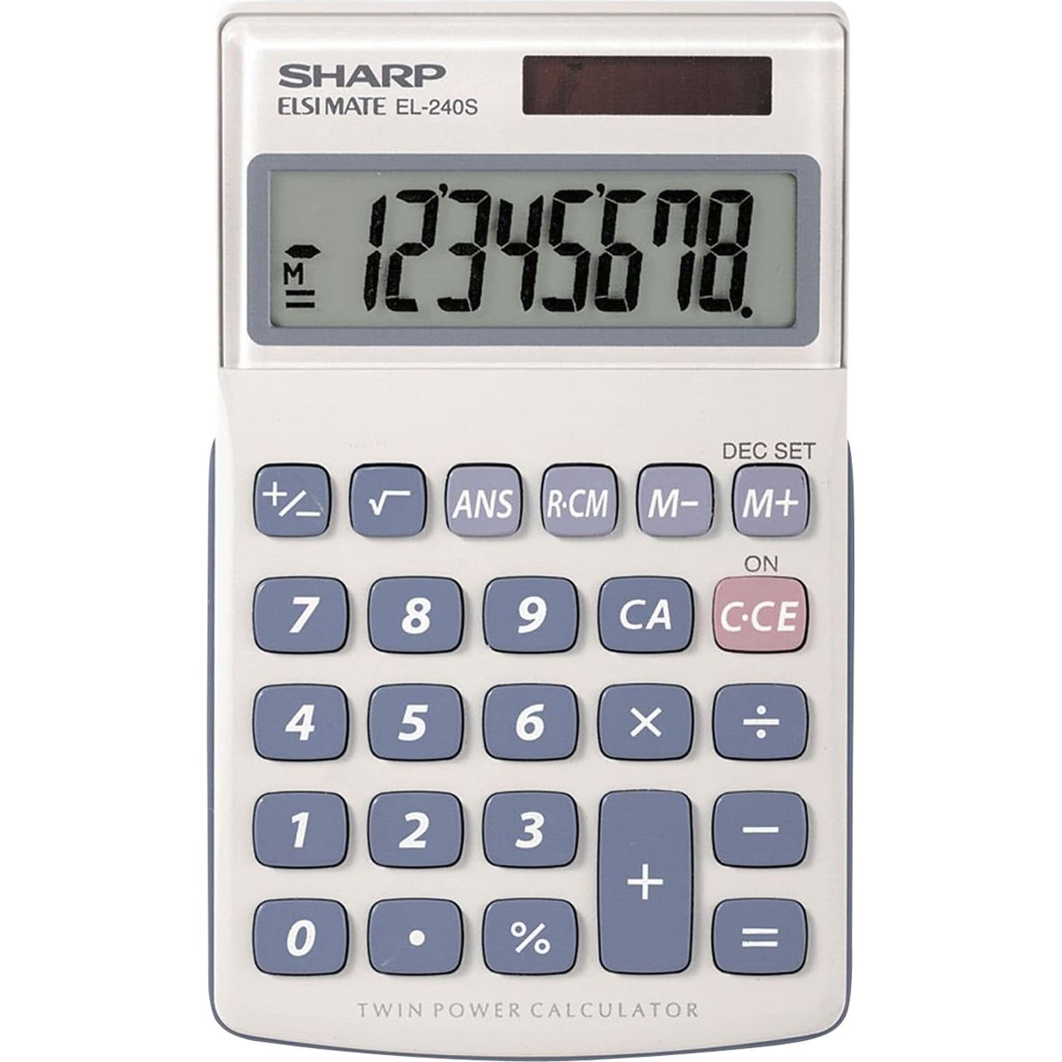Sharp Elsi Mate EL-240SAB 8-Digit Pocket Calculator, Gray