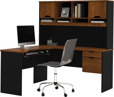 Bestar® Innova 60W Corner Computer Desk, Tuscany Brown/Black (92420-63)