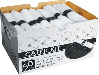 Berkley Square Cater Kit Plastic Assorted Cutlery Set, Heavy-Weight, Black, 200/Carton (1151600)