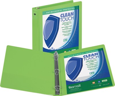 Samsill Clean Touch Antimicrobial 4 3-Ring View Binder, Lime Green (SAM17295)