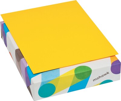 Mohawk BriteHue Multipurpose Colored Paper, 8 1/2" x 11", Sun Yellow, 500 Sheets/Ream