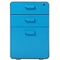 Poppin Stow 3-Drawer Mobile Vertical File Cabinet, Letter/Legal Size, Lockable, 24"H x 15.75"W x 20"D, White and Blue (100429)