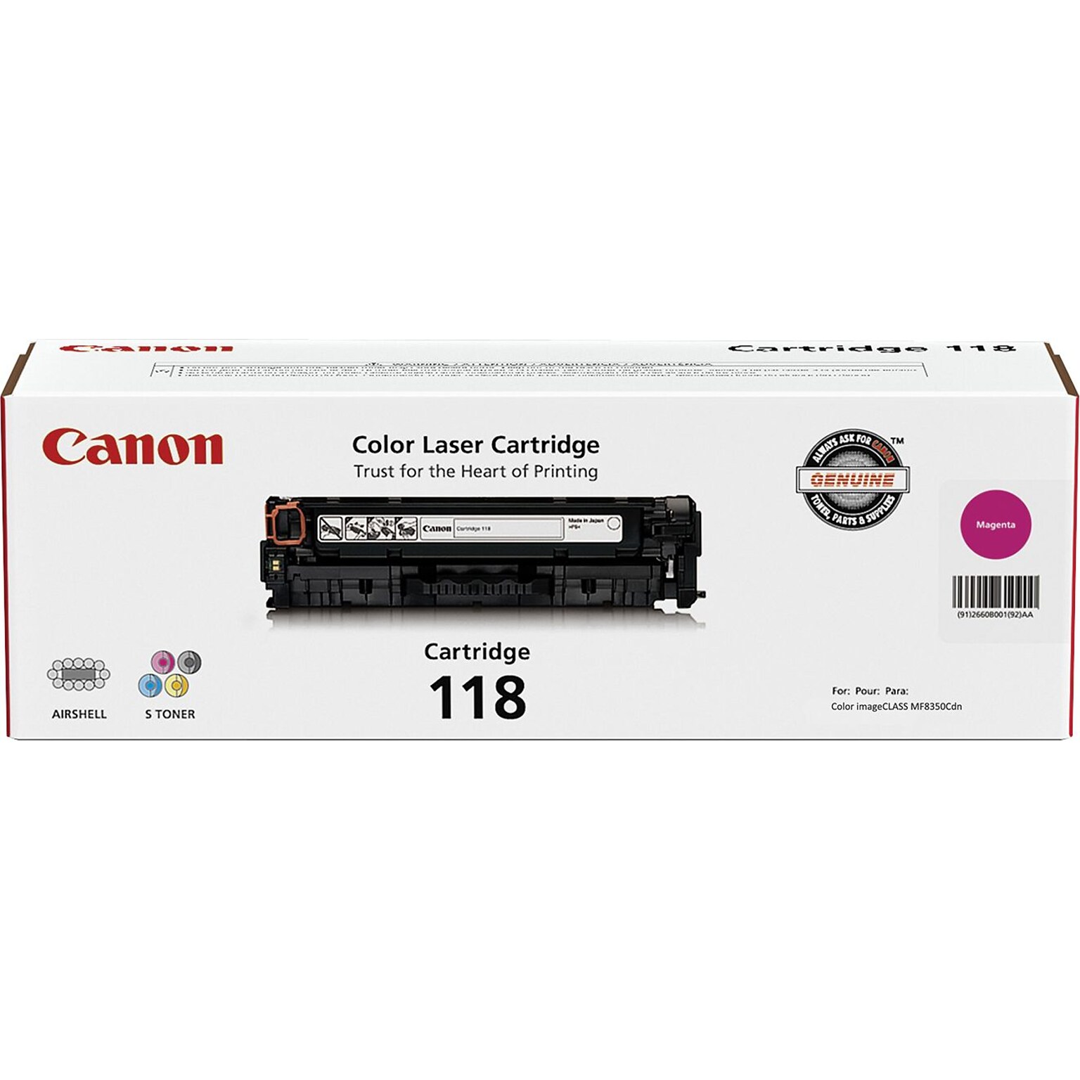 Canon 118 Magenta Standard Yield Toner Cartridge (2660B001AA)