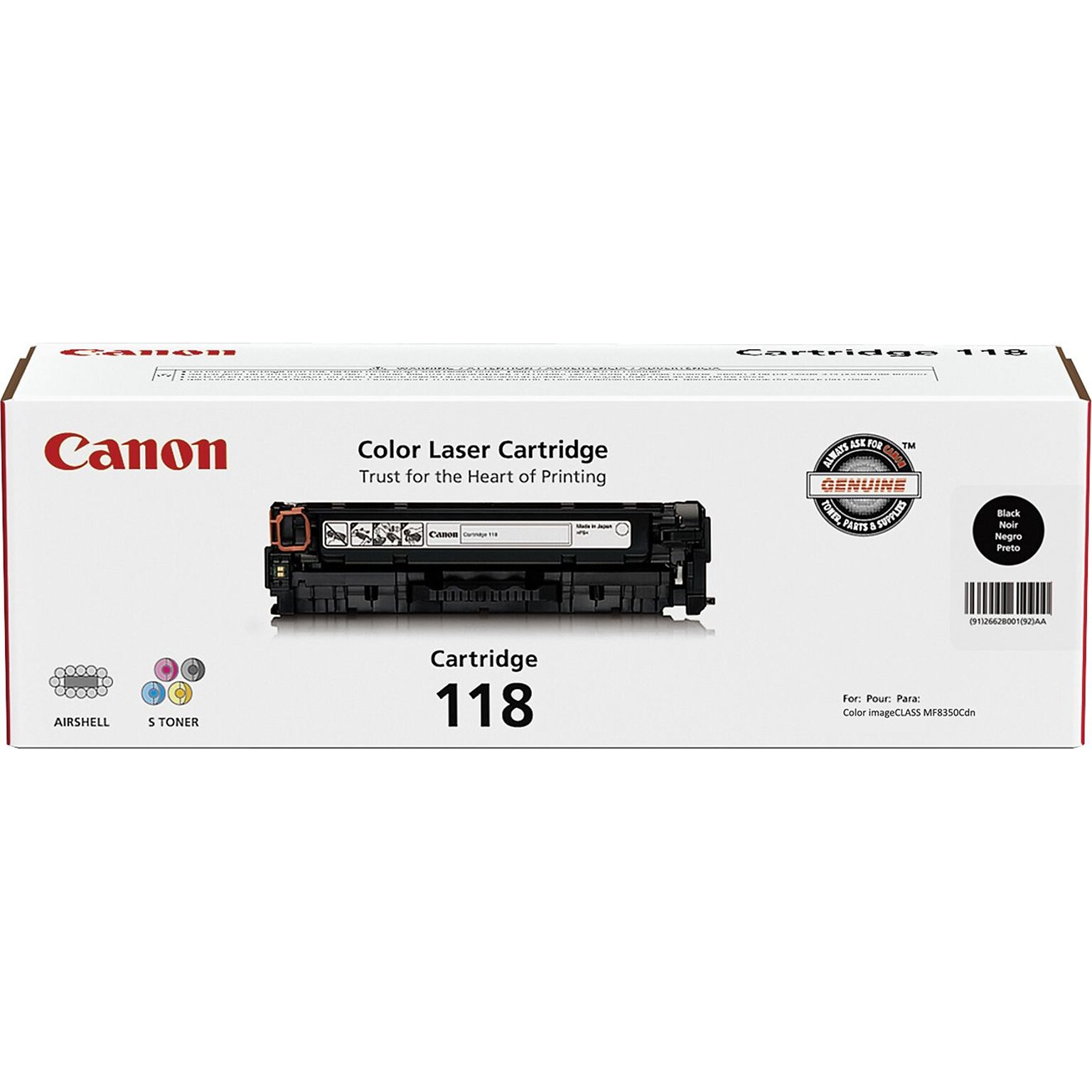 Canon 118 Black Standard Yield Toner Cartridge (2662B001AA)