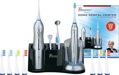 Pursonic™ Deluxe Home Dental Center Rechargeable Electric Toothbrush W/Bonus 12 Brush Heads