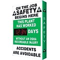 Accuform Signs® Digi-Day® No OSHA Recordable Injury Electronic Scoreboard, 28 x 20