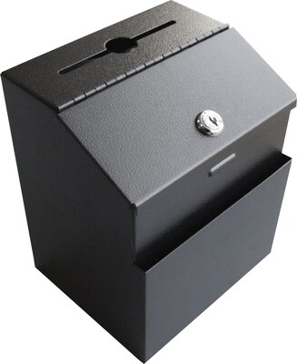 Pyramid Metal Suggestion Box; 8-1/2H x 7-1/4W x 6-1/4D , Gray