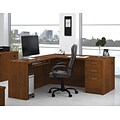 Bestar® Embassy Collection in Tuscany Brown; L-Shaped Workstation w/ 1 Pedestal & CPU