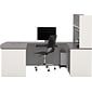 Bestar Connexion Collection 71" U-Shaped Desk with Oversize Pedestal and Hutch, Sandstone/Slate (93863-59)