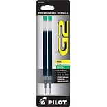 Pilot G2 Gel-Ink Pen Refill, Fine Tip, Green Ink, 2/Pack (77243)