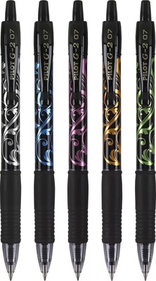 Pilot G2 Fashion Collection Retractable Gel Pens, Fine Point, Black Ink, 5/Pack (31373)