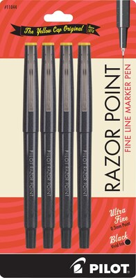 Pilot Razor Point Marker Pens, Ultra Fine Point, Black, 4/Pack (11044)