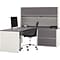 Bestar Connexion Collection 71W L-Shaped Desk with Oversize Pedestal and Hutch, Sandstone and Slate