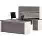 Bestar® Connexion Collection; U-Shaped Desk with Pedestal and Hutch, Sandstone and Slate