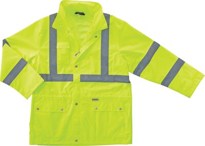 Ergodyne GloWear 8365 High Visibility Rain Jacket, ANSI Class R3, Lime, XL