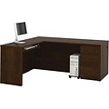 Bestar® Prestige+ 71W L-Shaped Workstation Kit, With One Pedestal, Chocolate (99860-69)