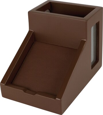 Victor Technology Wood Desk Accessories Pencil Cup/Note Holder, Mocha Brown, 4 1/2H X 6 1/4W X 4D