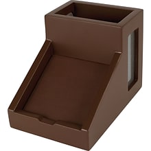 Victor Technology Wood Desk Accessories Pencil Cup/Note Holder, Mocha Brown, 4 1/2H X 6 1/4W X 4D