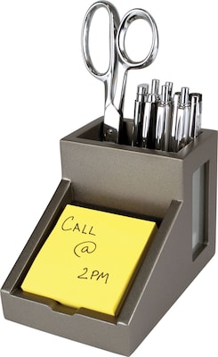 Victor Technology Wood Desk Accessories, Pencil Cup/Note Holder, Classic Silver
