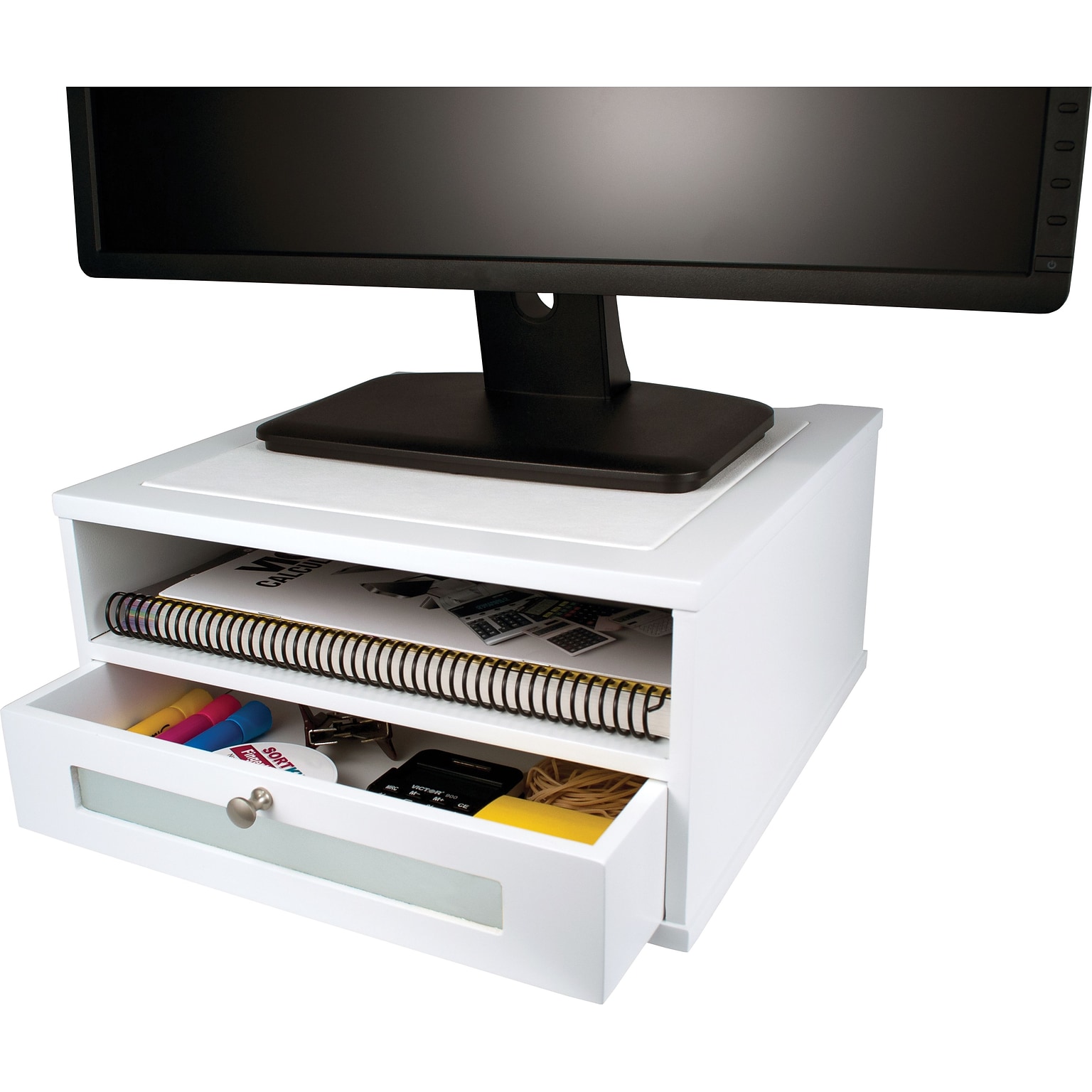 Victor Technology Wood Monitor Riser, Pure White