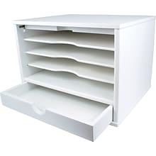 Victor Technology 5-Comparment Wood Desktop Organizer, Pure White (W4720)