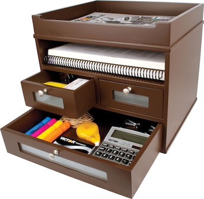 Victor Technology Wood Tidy Tower Organizer, Mocha Brown (B5500)