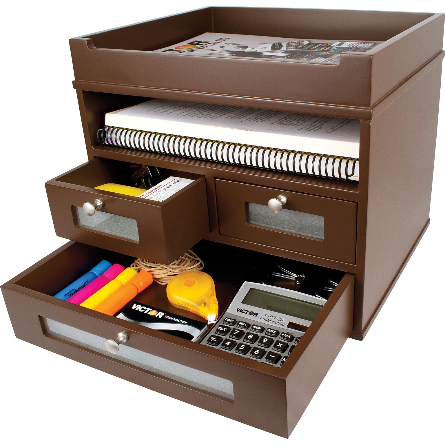 Victor Technology Wood Tidy Tower Organizer, Mocha Brown (B5500)