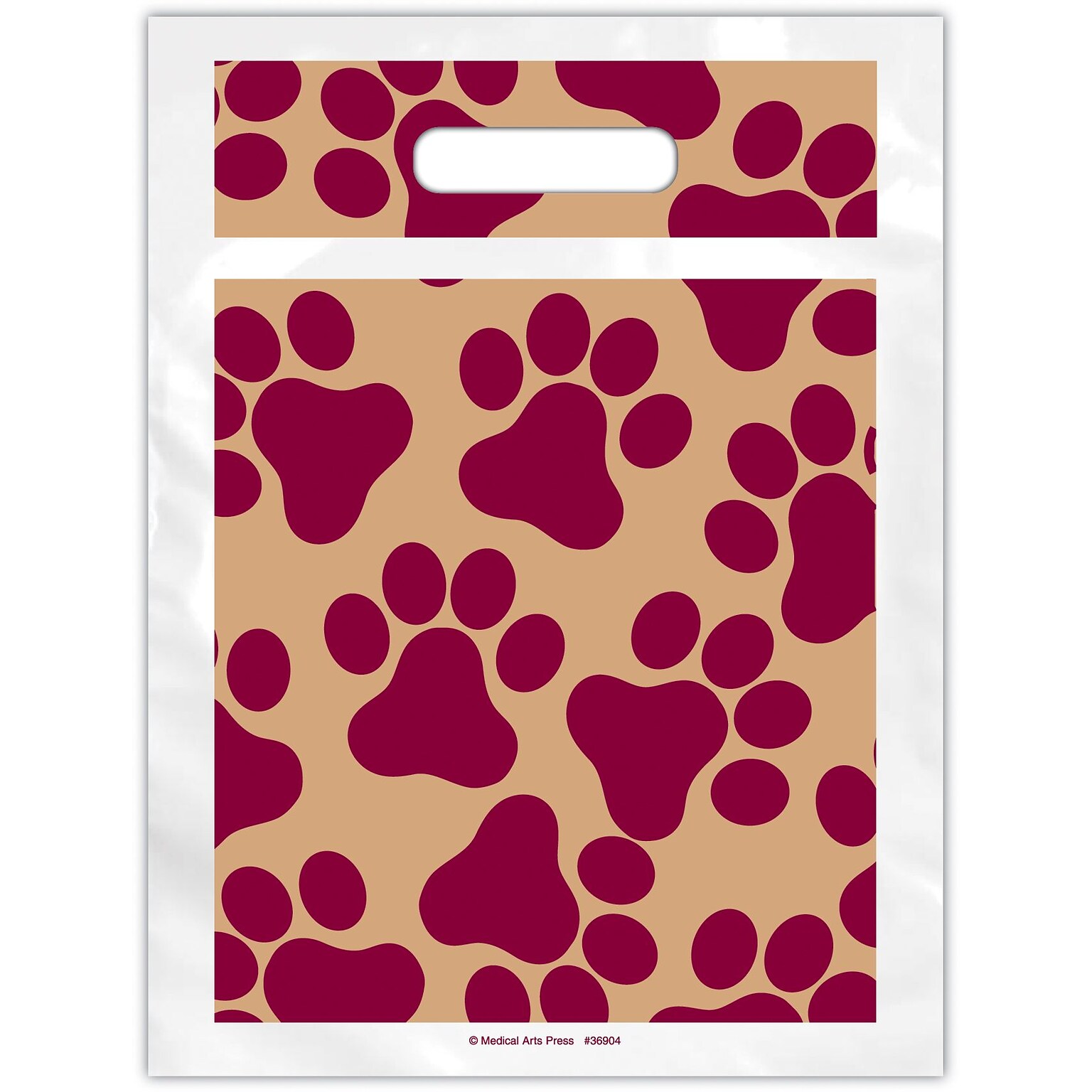 Medical Arts Press® Veterinary Non-Personalized 2-Color Large Supply Bags; 9 x 13, Paw Prints, 100 Bags, (36904)