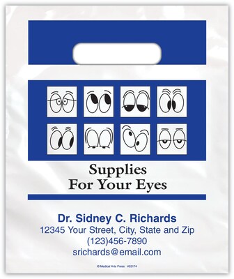 Medical Arts Press® Eye Care Personalized Small 2-Color Supply Bags; 7-1/2x9Supplies For Your Eyes,