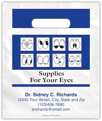 Medical Arts Press® Eye Care Personalized Small 2-Color Supply Bags; 7-1/2x9Supplies For Your Eyes,