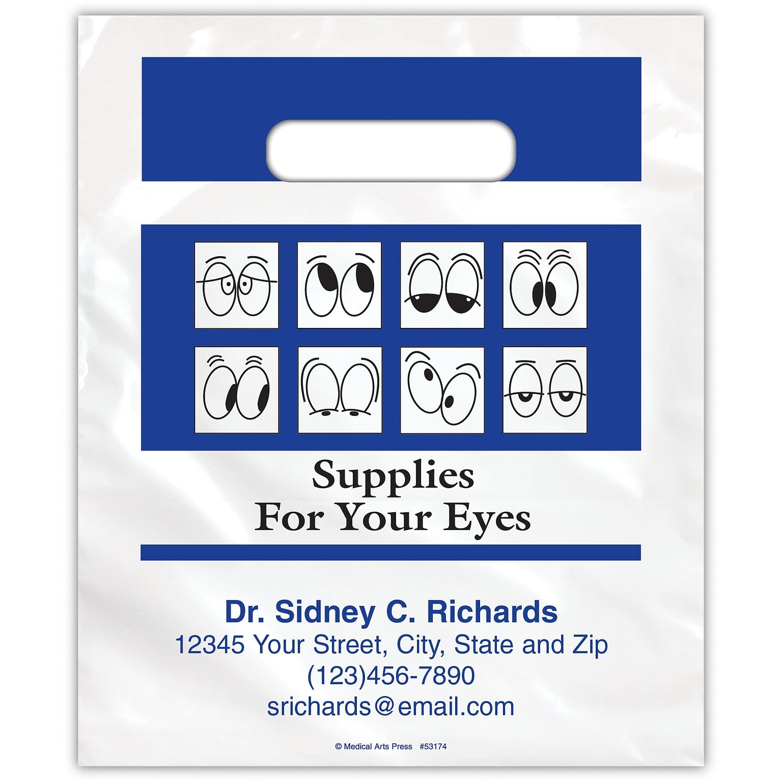 Medical Arts Press® Eye Care Personalized Small 2-Color Supply Bags; 7-1/2x9Supplies For Your Eyes, 100 Bags, (53174)