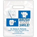 Medical Arts Press® Dental Personalized 2-Color Supply Bags, 7-1/2x9, Brush/Floss/Smile!