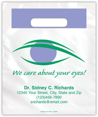 Medical Arts Press® Eye Care Personalized Small 2-Color Supply Bags; We Care About Your Eyes