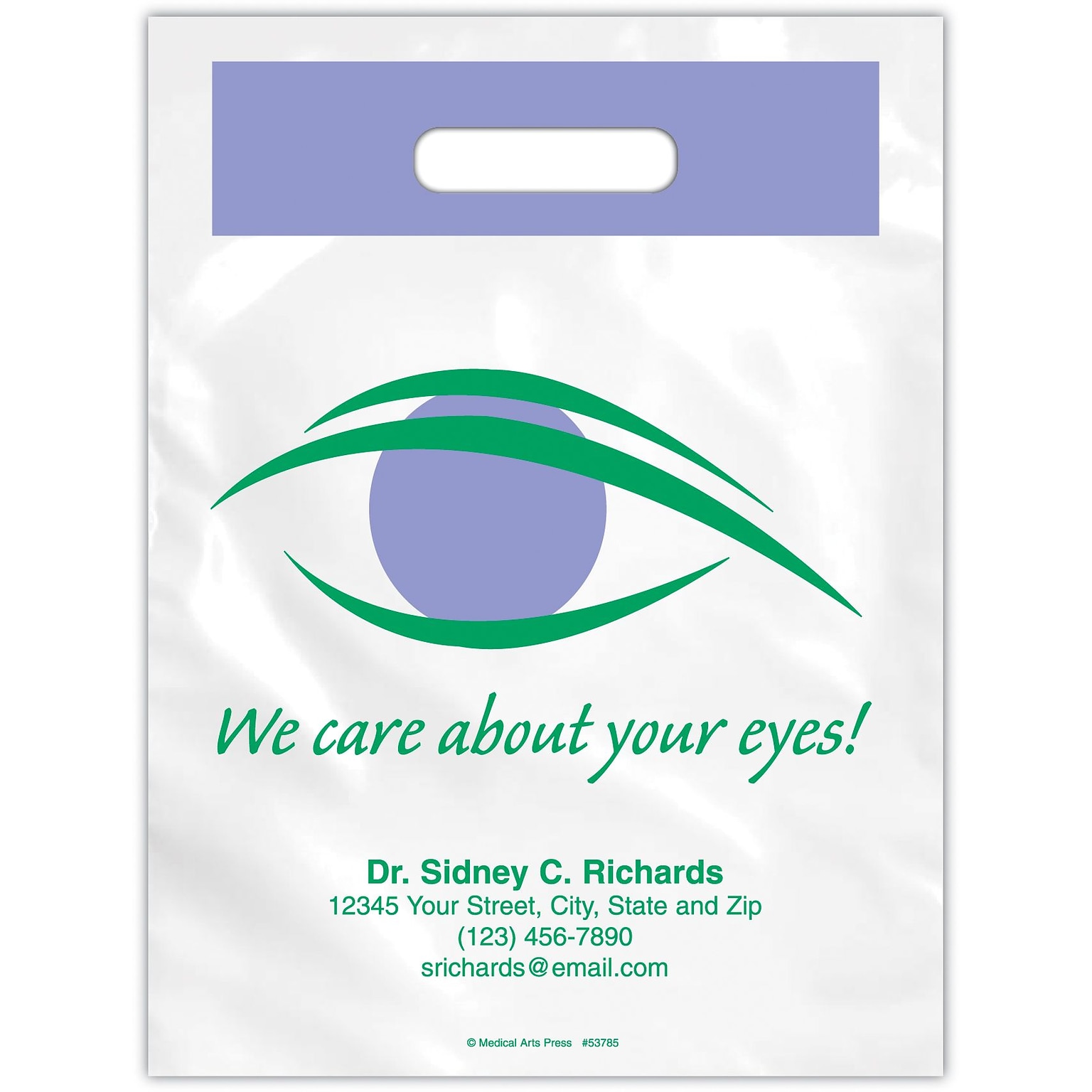 Medical Arts Press® Eye Care Personalized Large 2-Color Supply Bags; 9 x 13, We Care About Your Eyes, 100 Bags, (53785)