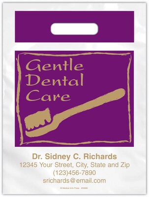 Medical Arts Press® Dental Personalized Large 2-Color Supply Bags; 9 x 13, Gentle Dental Care, 100