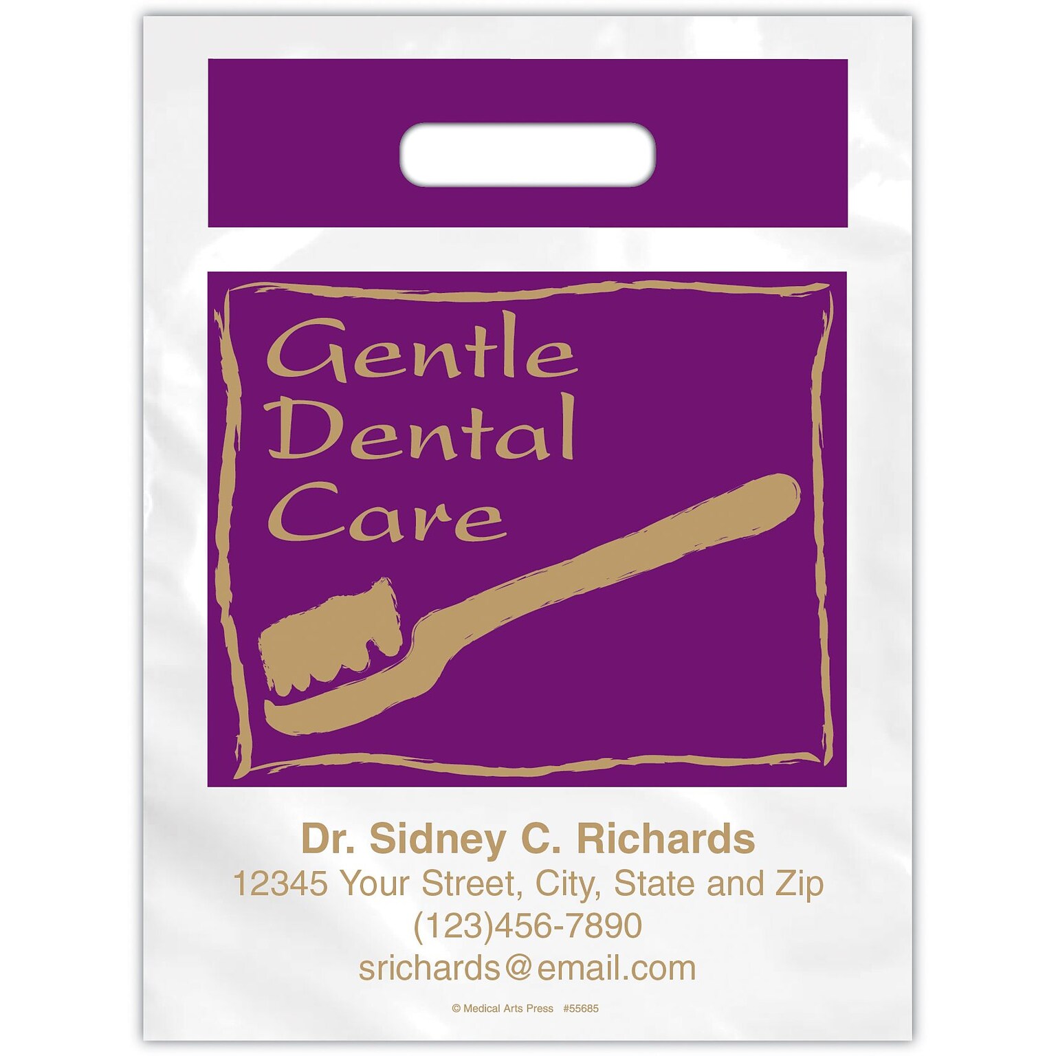 Medical Arts Press® Dental Personalized Large 2-Color Supply Bags; 9 x 13, Gentle Dental Care, 100 Bags, (55685)