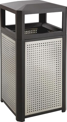 Safco Evos Steel Trash Can with Lid, Gray, 15 gal. (9932BL)