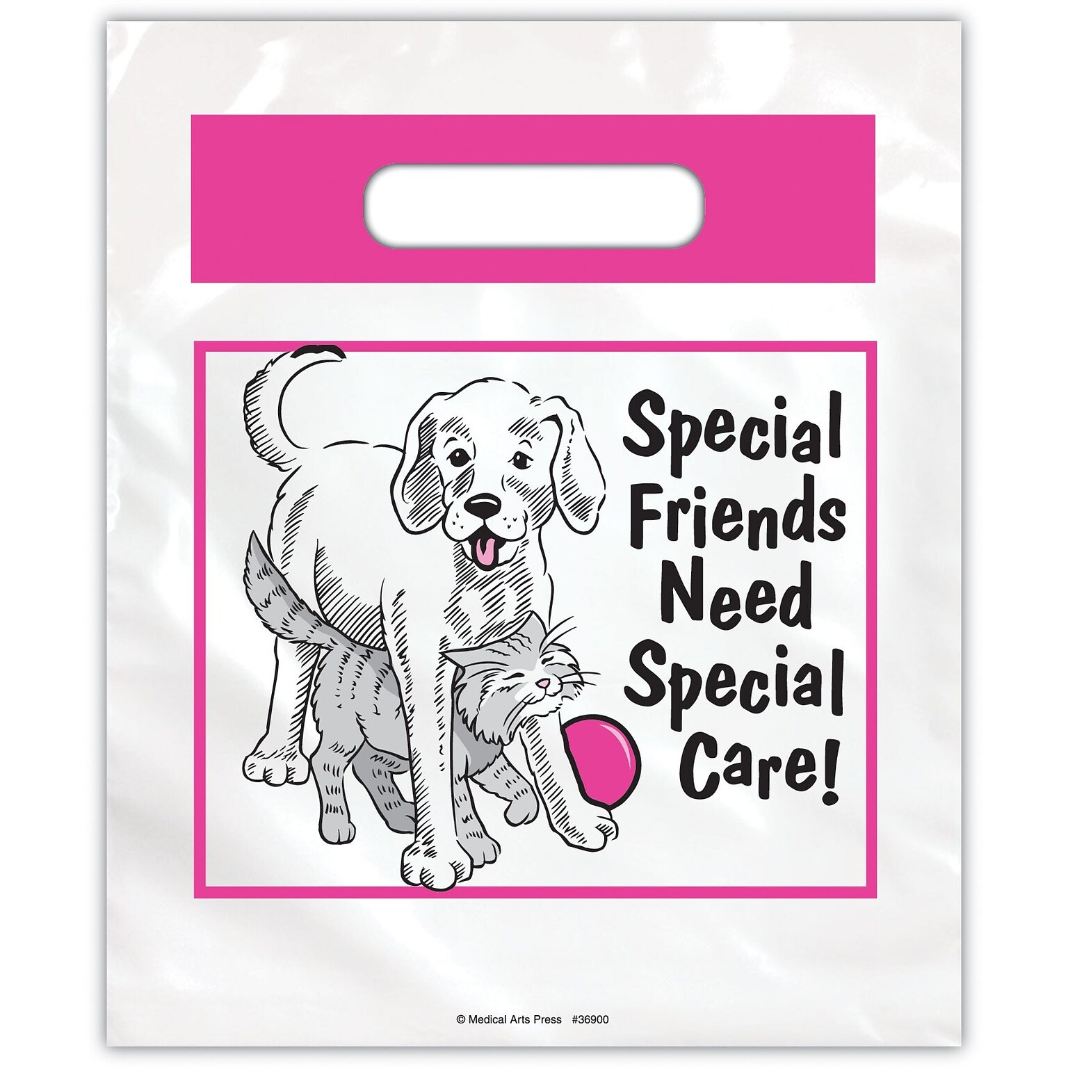 Medical Arts Press® Vet Non-Personalized 2-Clr Small Supply Bags; 7-1/2x9, Special Friends Need Special Care, 100 Bags, (36900)
